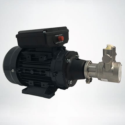Tech Top Electric Motor 0.37kW with coupling, adaptor, and PA70-400 pump attached (pump is the stainless steel with relief valve)